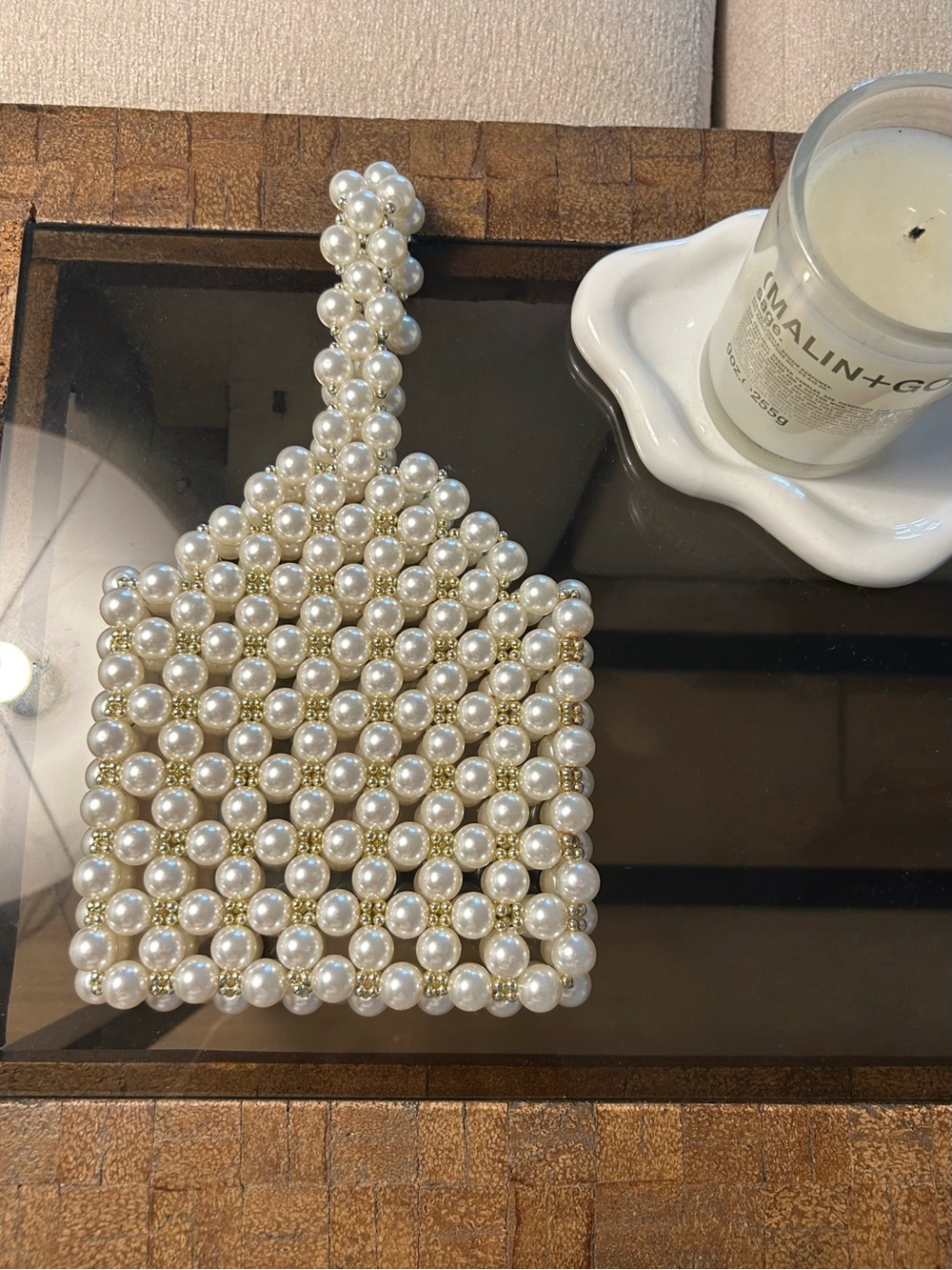 Pearl Beaded One Strap Purse